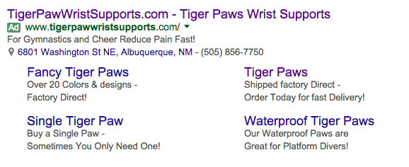 Old adwords ad format with extentions